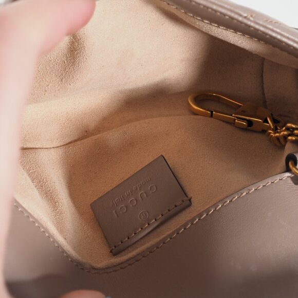 Gucci Mini GG Marmont Matelassé Leather Crossbody Bag in Taupe - Picture 13 of 13